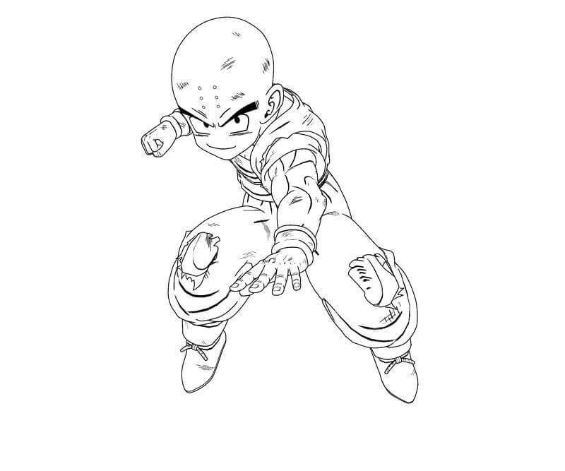 Coloriage Krillin Combats