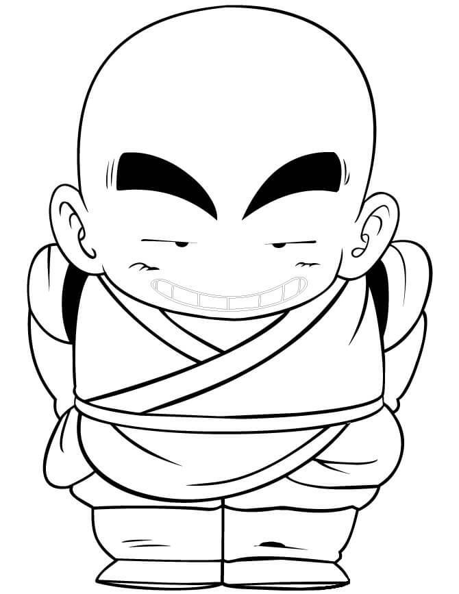 Coloriage Krillin Drôle Souriant