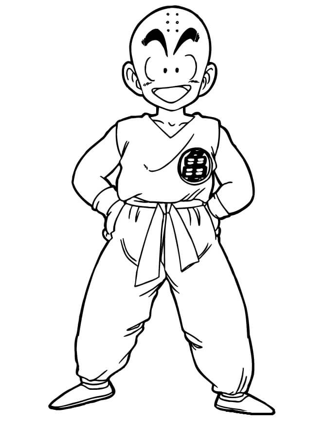 Coloriage Krillin Est Souriant