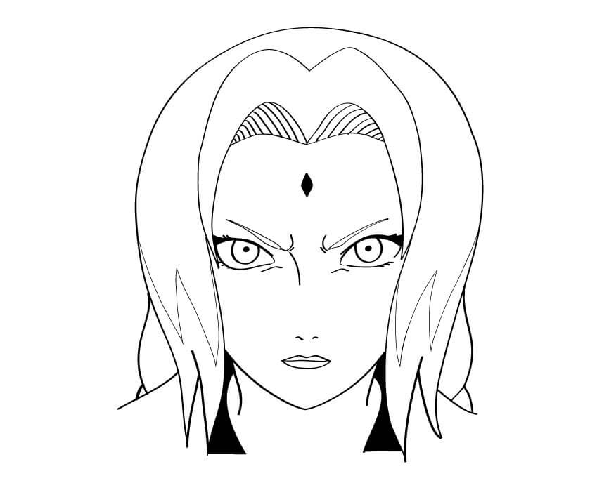 Coloriage Le visage en colère de Tsunade