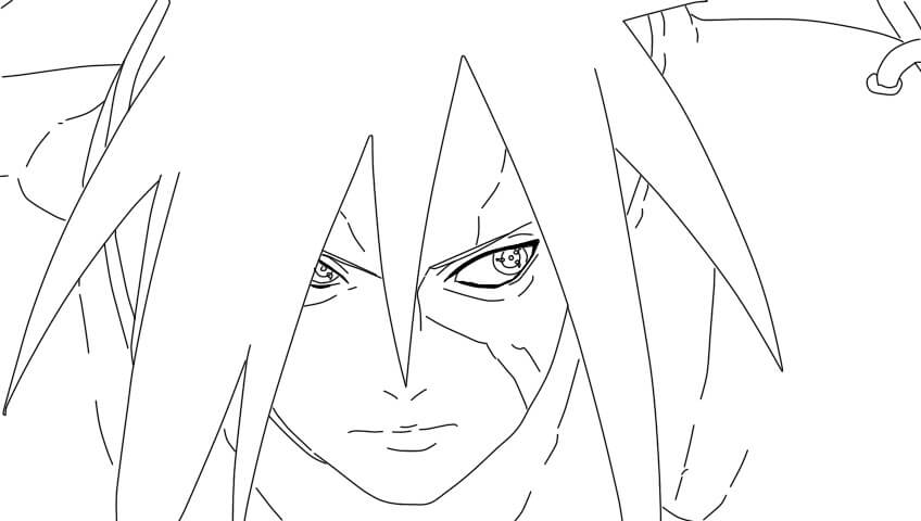 Coloriage Madara En Utilisant Sharingan