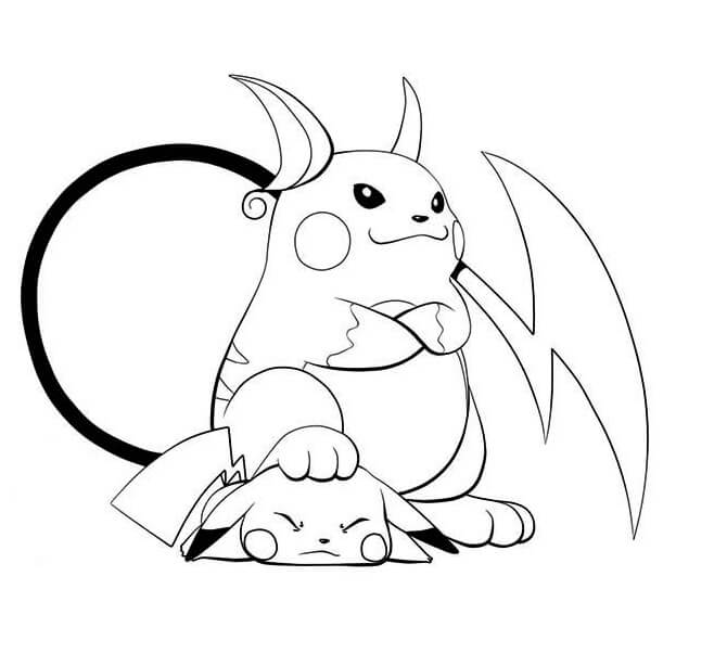 Coloriage Raichu et Pikachu