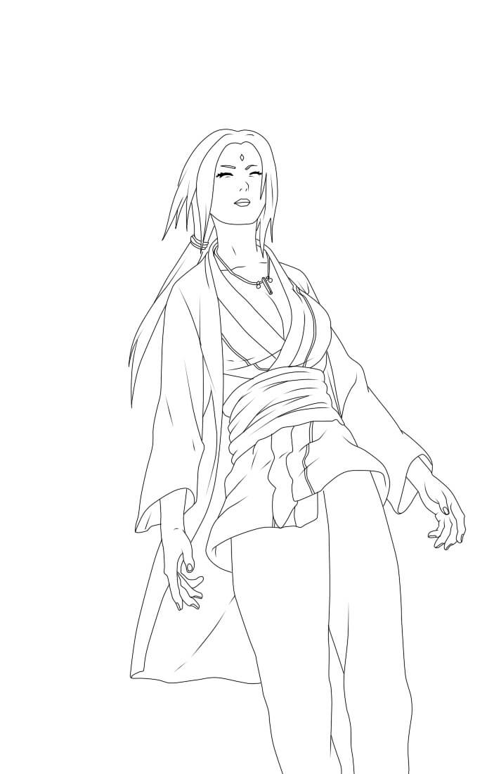 Coloriage Tsunade a l'air heureux