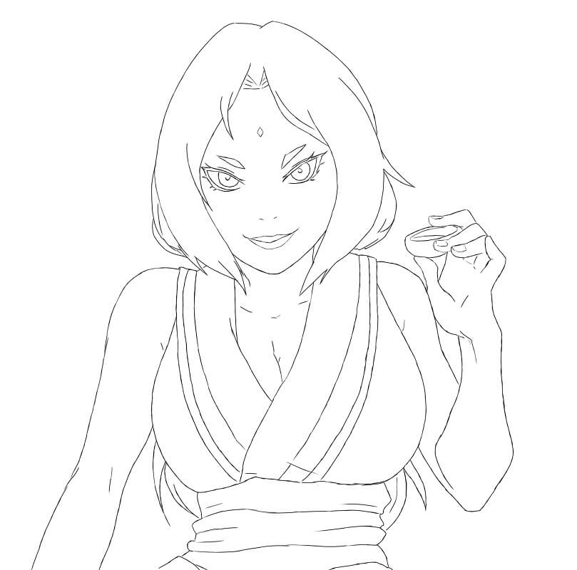 Coloriage Tsunade boit