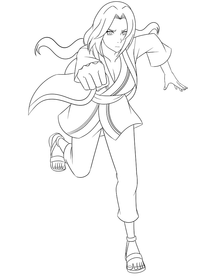 Coloriage Tsunade est en train de courir