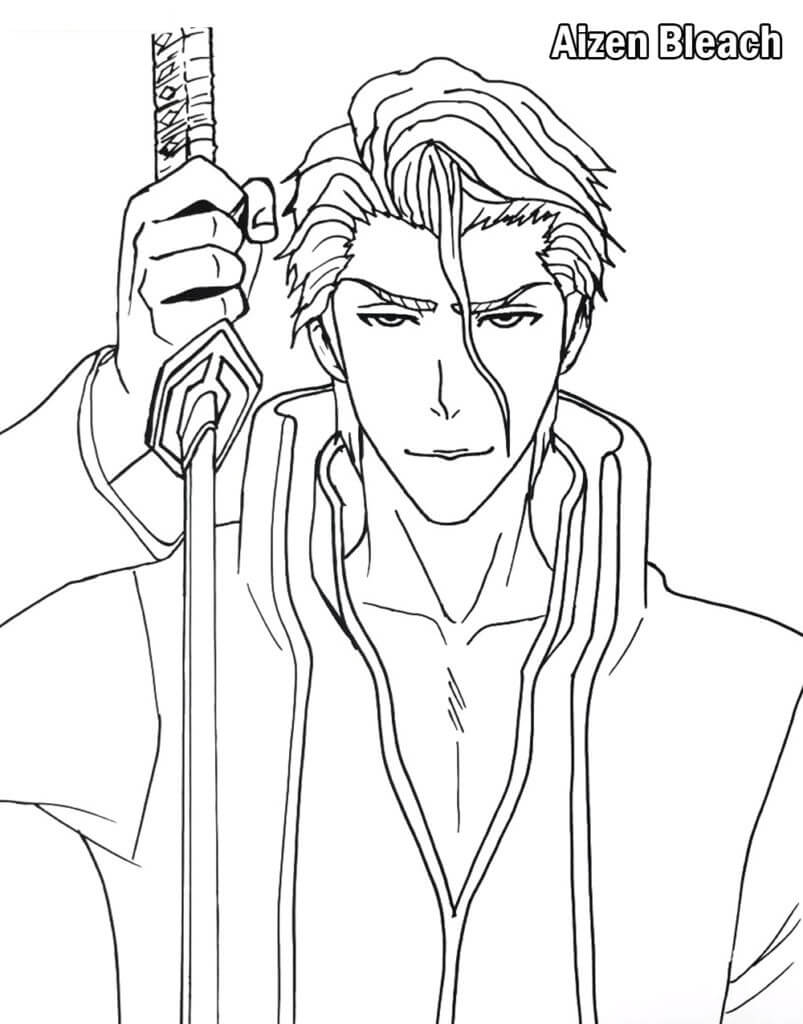 Coloriage Aizen avec l’épée