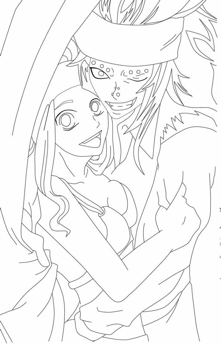 Coloriage Joyeux Gajeel et Levy