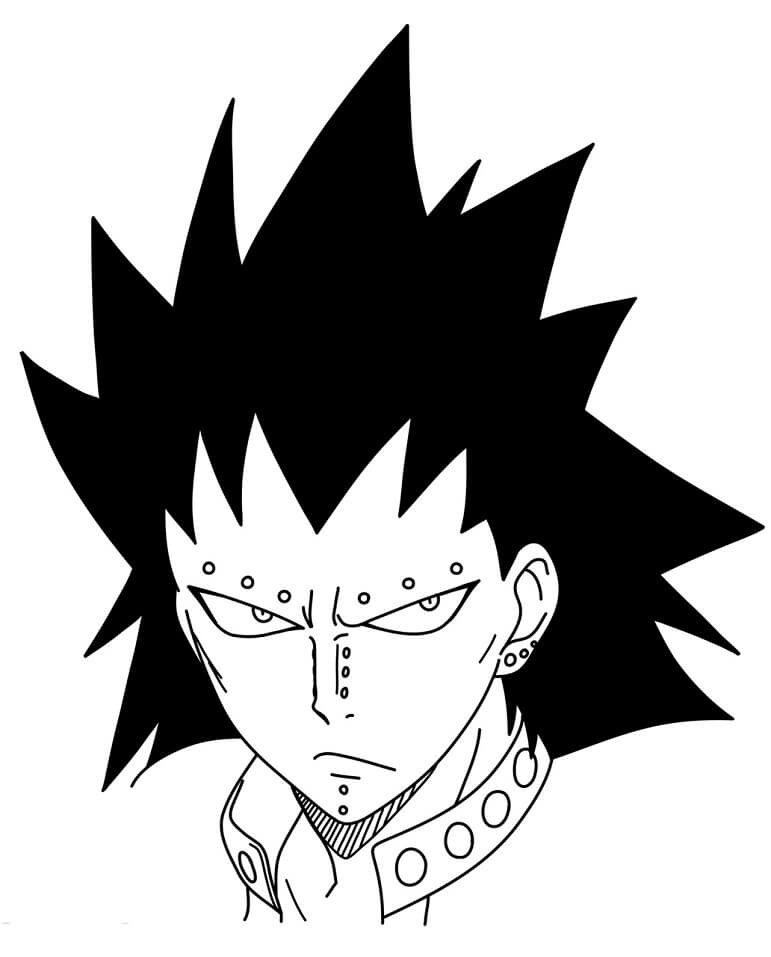 Coloriage Le visage en colère de Gajeel