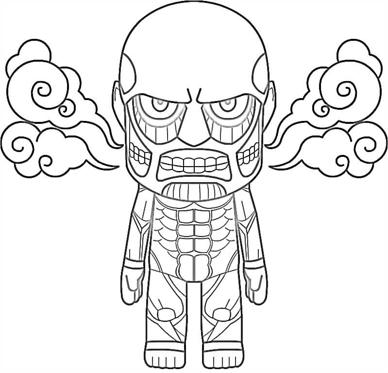 Coloriage Titan Colossal chibi