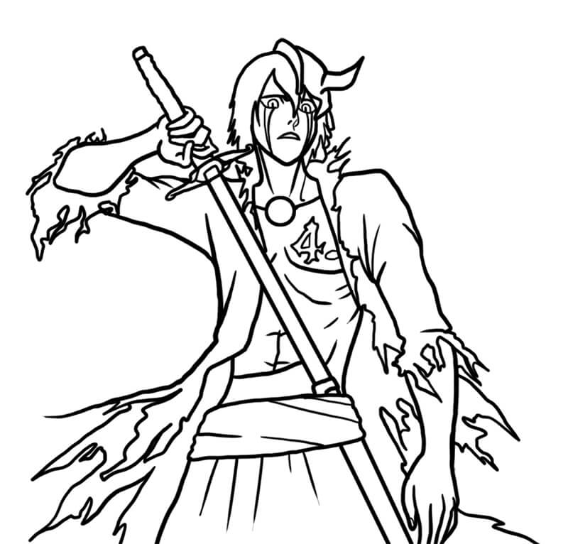 Coloriage Ulquiorra avec épée