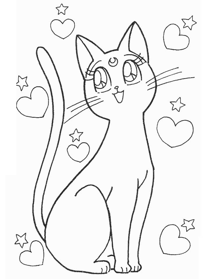 Coloriage Adorable chat Sailor Moon