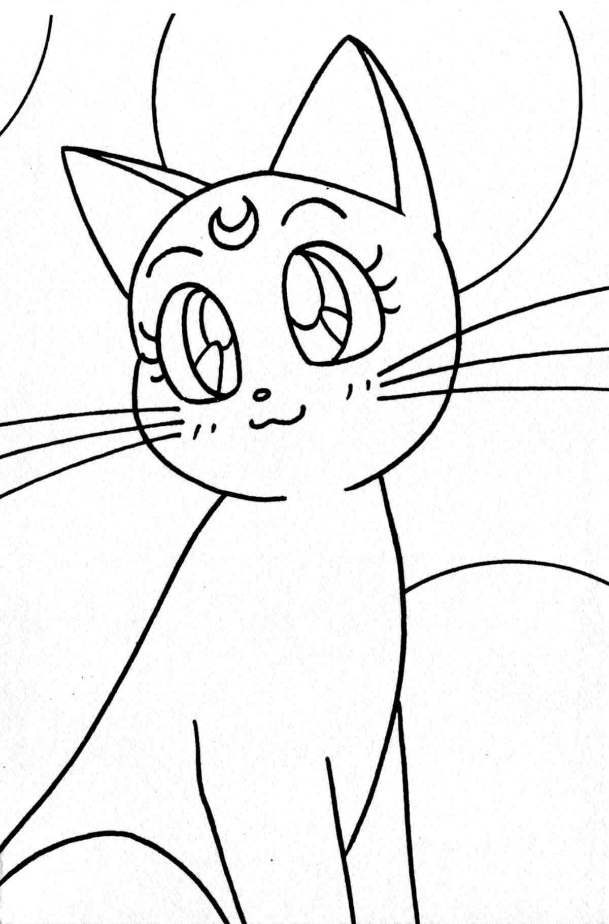 Coloriage Artemis chat heureux