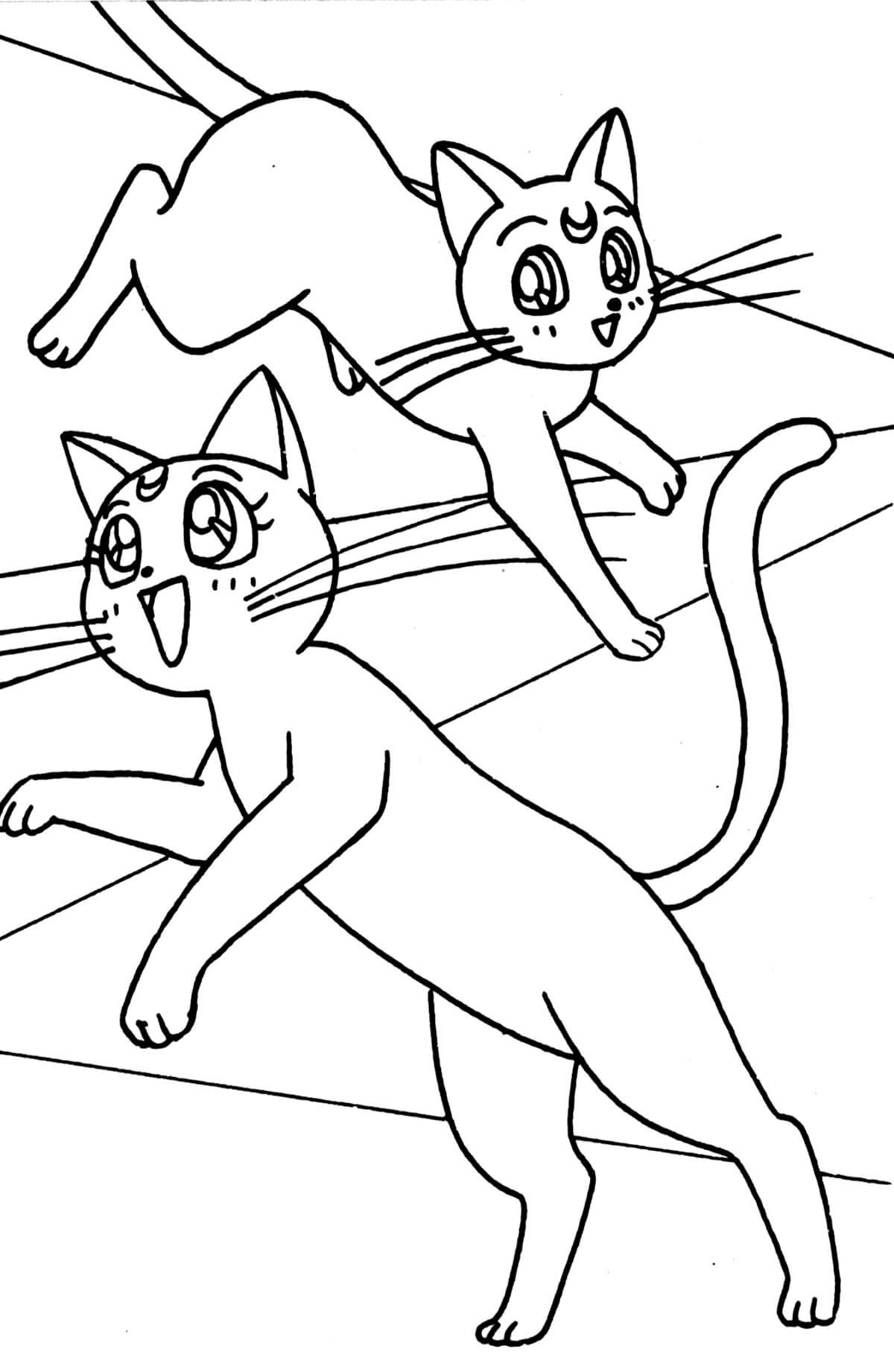 Coloriage Chats mignons Sailor Moon