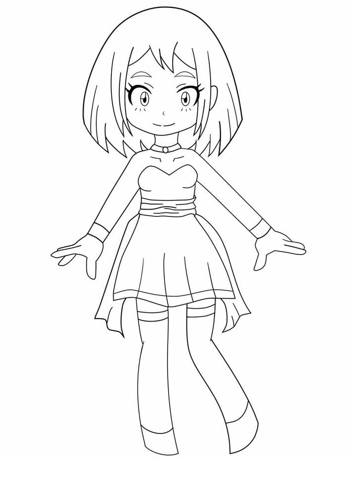 Coloriage Chibi Uraraka