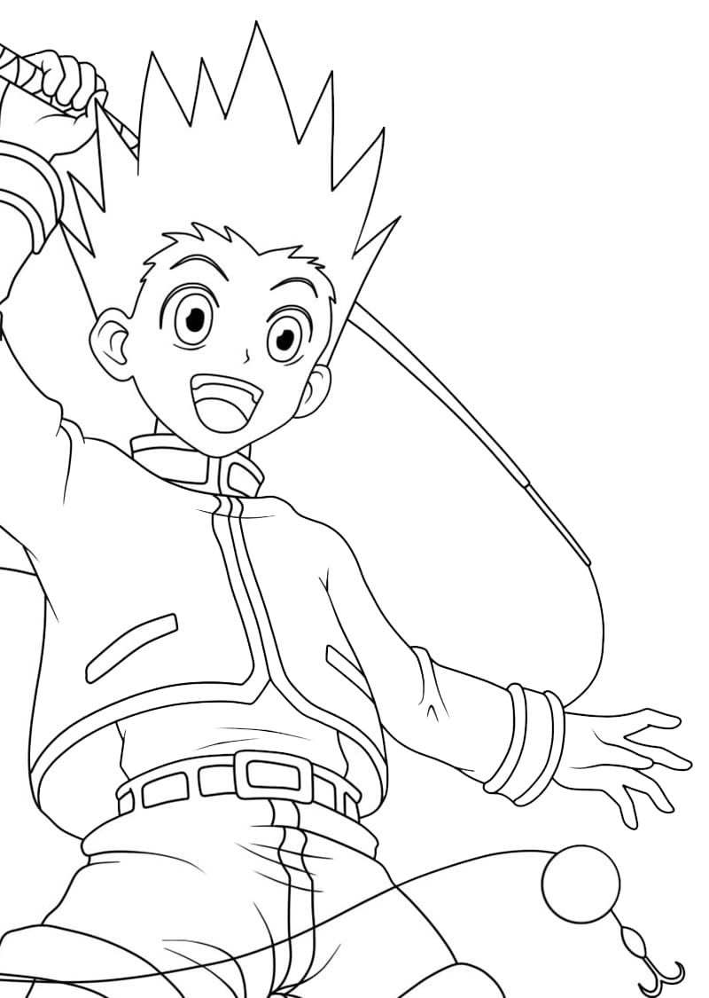 Coloriage Gon et canne à pêche