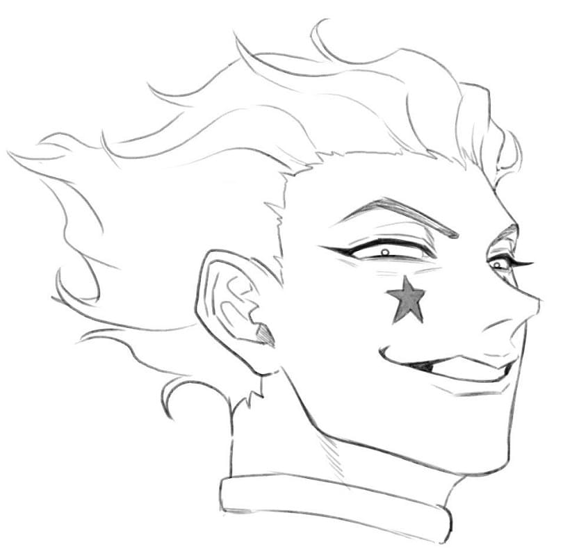 Coloriage Hisoka avec un sourire diabolique