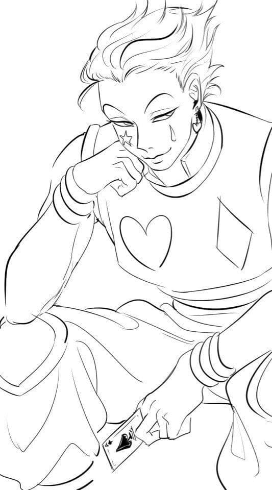 Coloriage Hisoka est assis