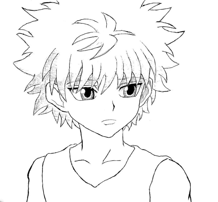 Coloriage Killua A L'air Triste