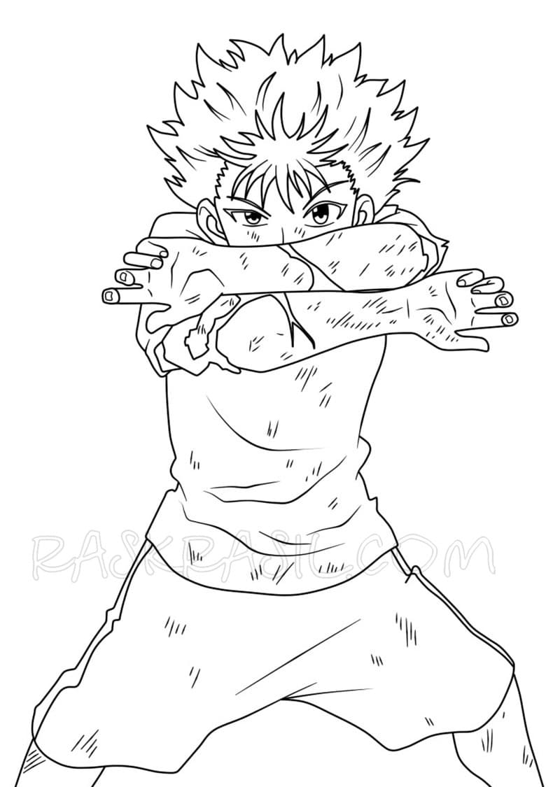 Coloriage Killua S’entraîne