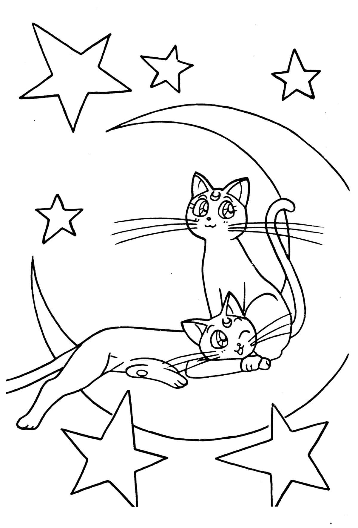 Coloriage Les chats de Sailor Moon