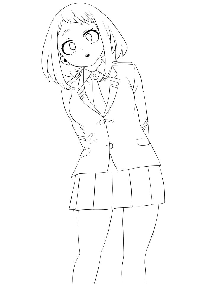 Coloriage Ochaco Uraraka dans anime My Hero Academia