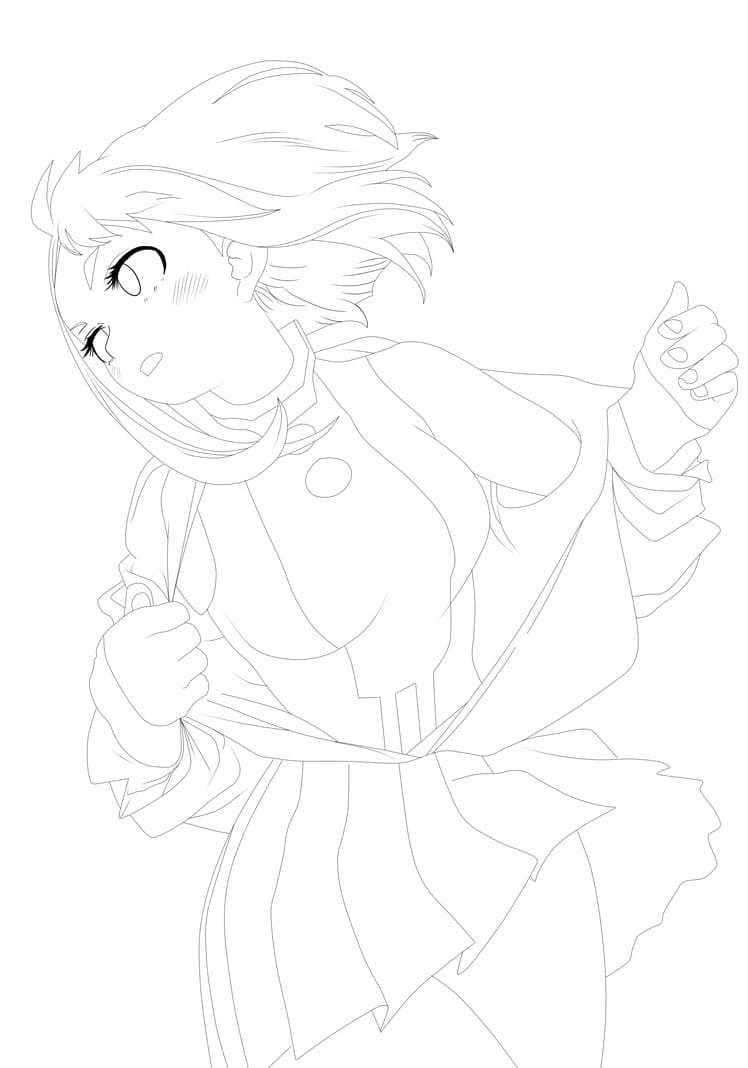 Coloriage Ochaco Uraraka imprimable gratuitement