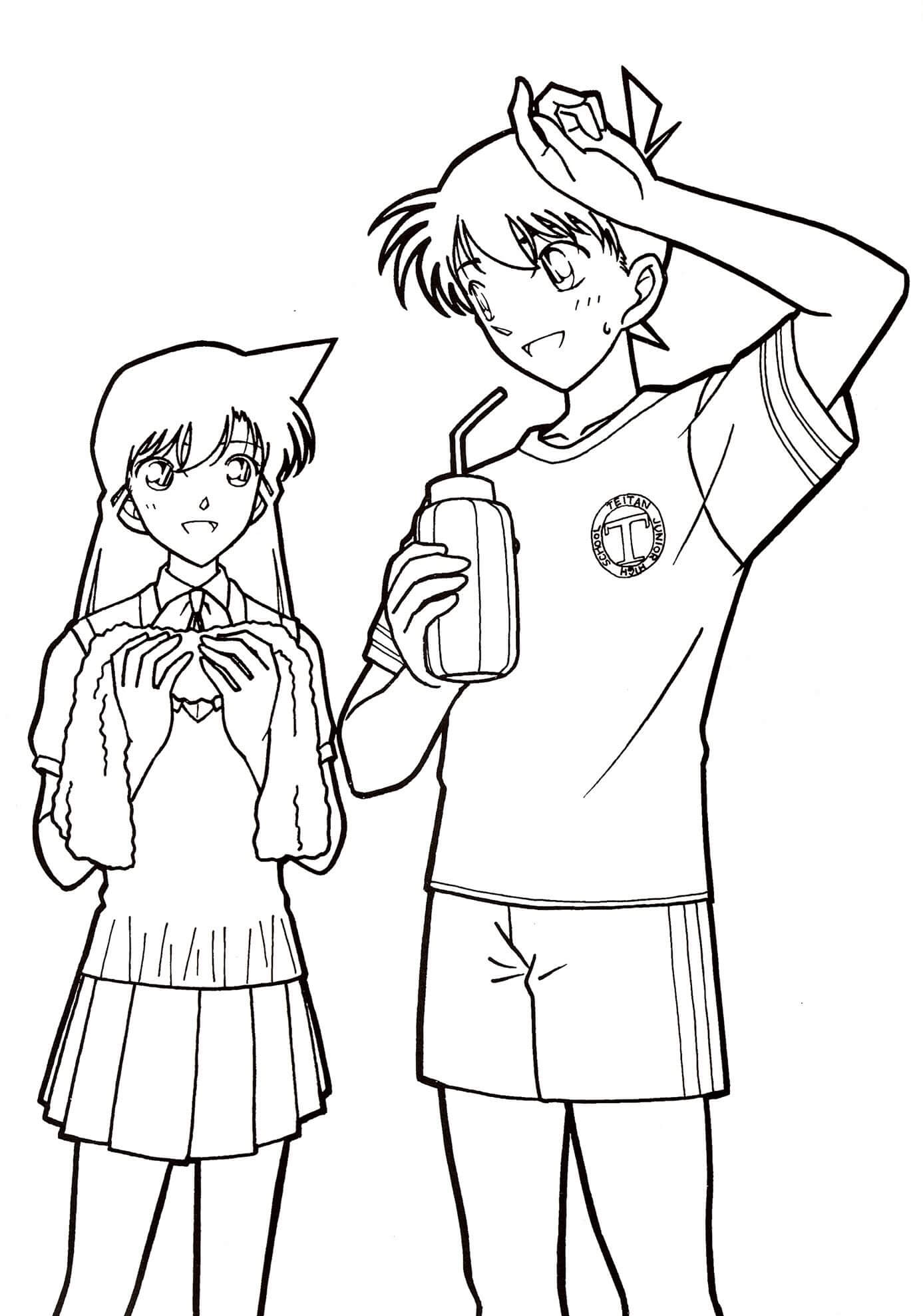 Coloriage Ran et Shinichi