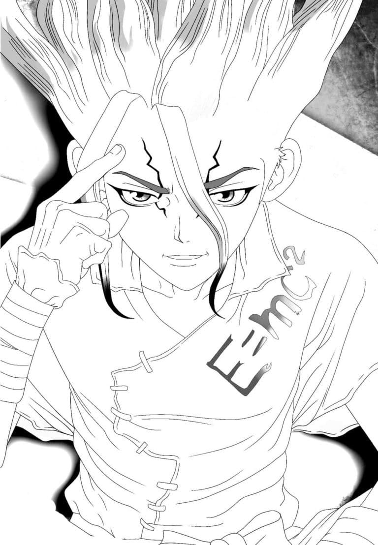 Coloriage Senku Intelligent