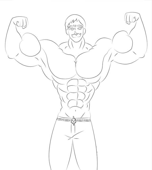 Coloriage Escanor musculaire