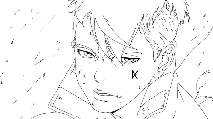 Coloriage Kawaki dans un combat