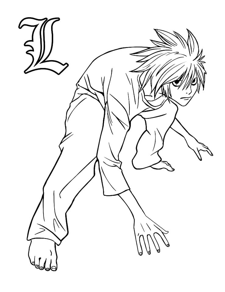 Coloriage L Lawliet de Death Note