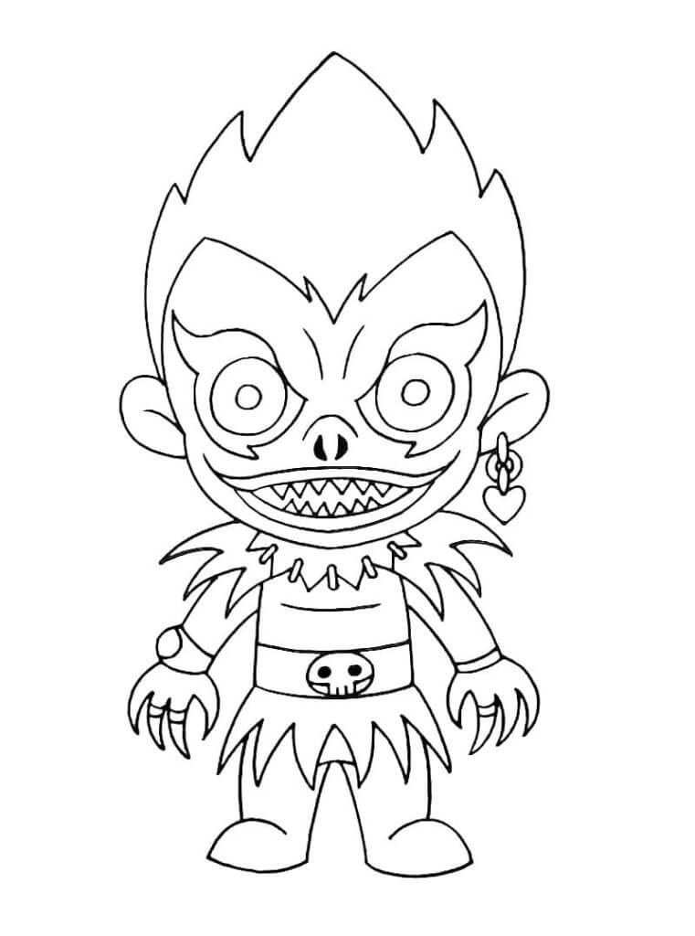 Coloriage Note de la mort de Chibi Ryuk