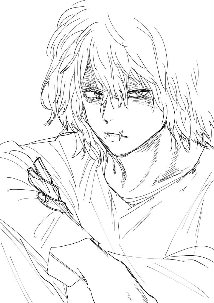 Coloriage Tomura Shigaraki est triste