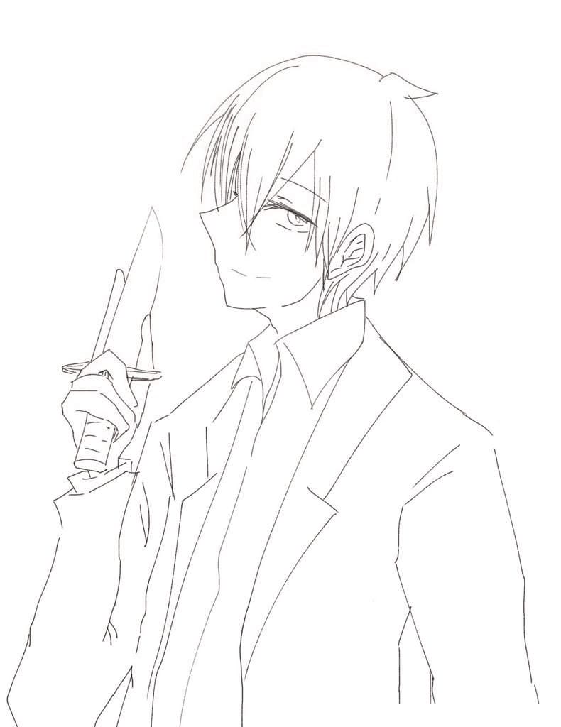 Coloriage Akabane avec couteau