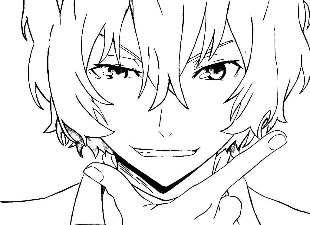 Coloriage Cool Tête D'Osamu Dazai