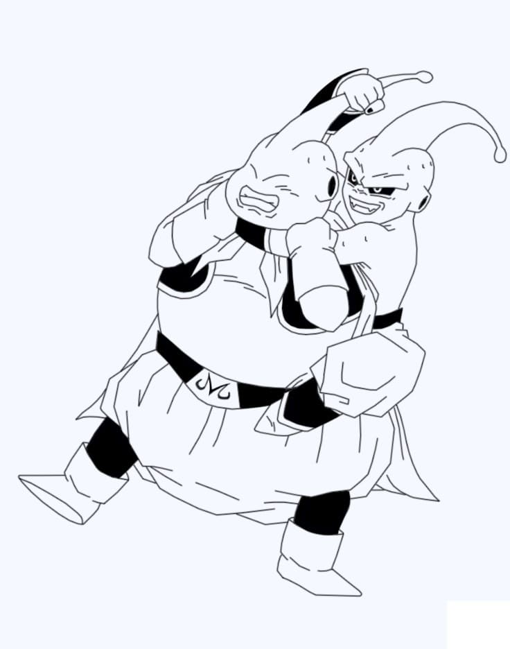 Coloriage Gosse Buu et Gras Buu