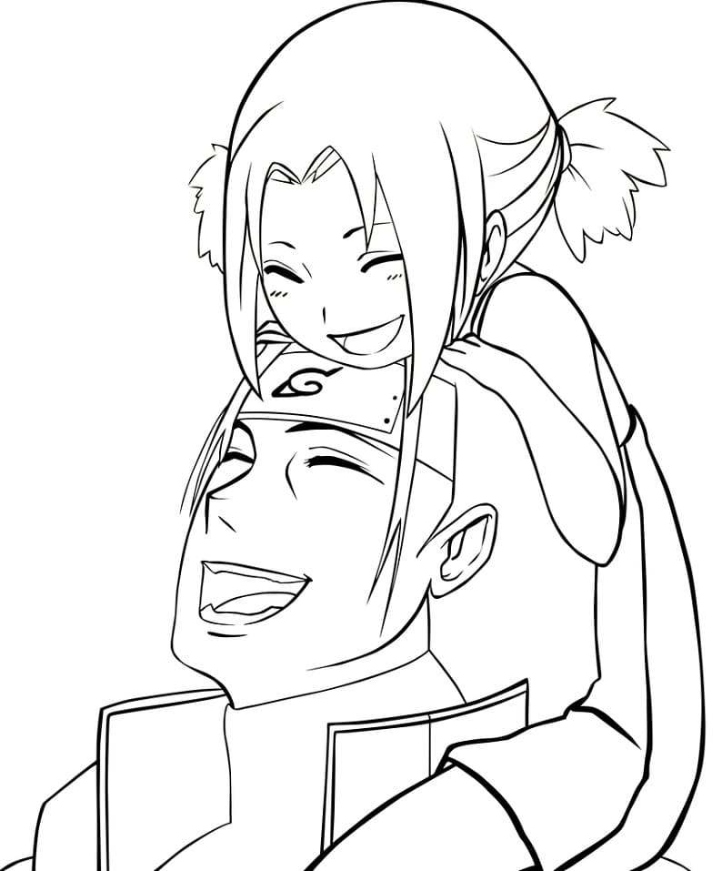 Coloriage Hashirama et la petite Tsunade