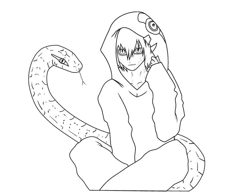 Coloriage Kabuto et son serpent