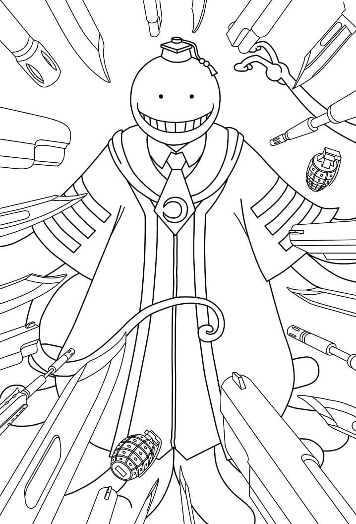 Coloriage Koro-sensei en classe