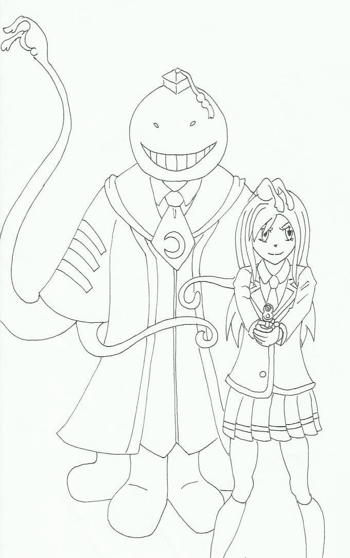 Coloriage Koro-sensei et Kaede Kayano