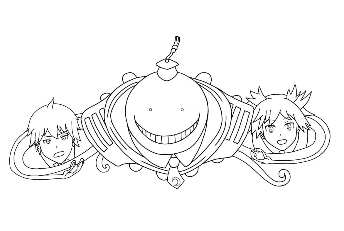 Coloriage Koro-sensei volant