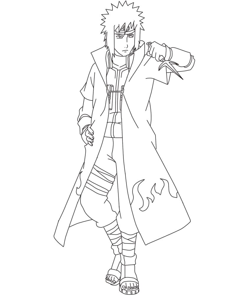 Coloriage Minato tenant un couteau