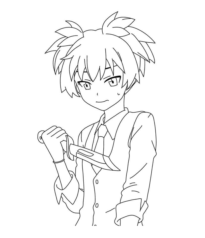 Coloriage Nagisa tenant un couteau