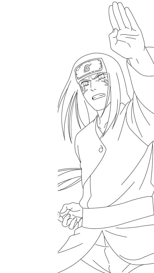 Coloriage Neji avec byakugan