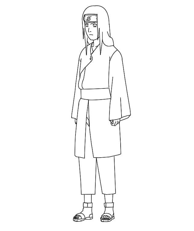 Coloriage Neji Hyûga debout