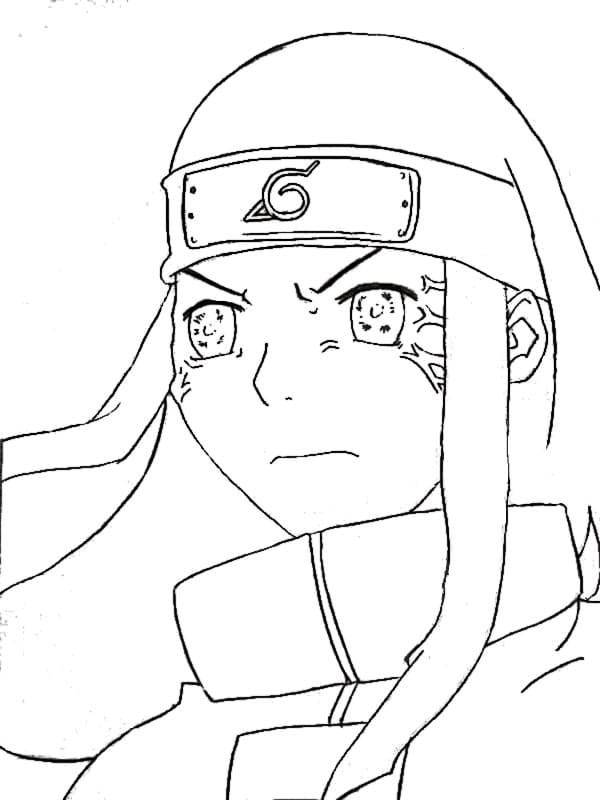 Coloriage Neji utilise Byakugan