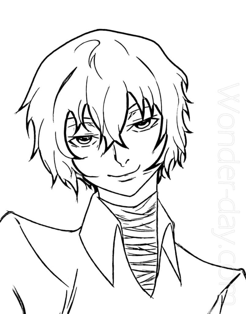 Coloriage Portrait De Dazaï