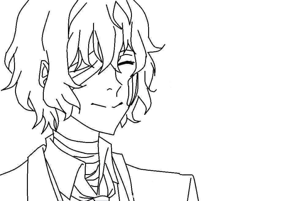 Coloriage Portrait De Dazai Souriant