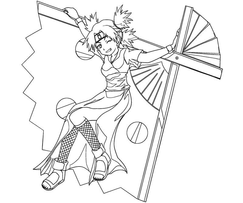 Coloriage Temari est heureux