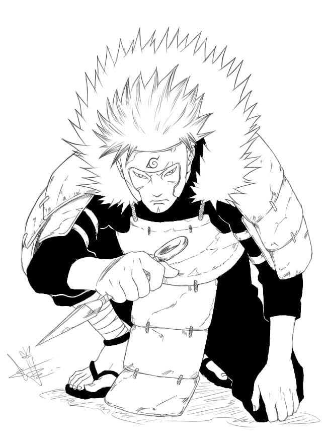 Coloriage Tobirama Senju avec Kunai